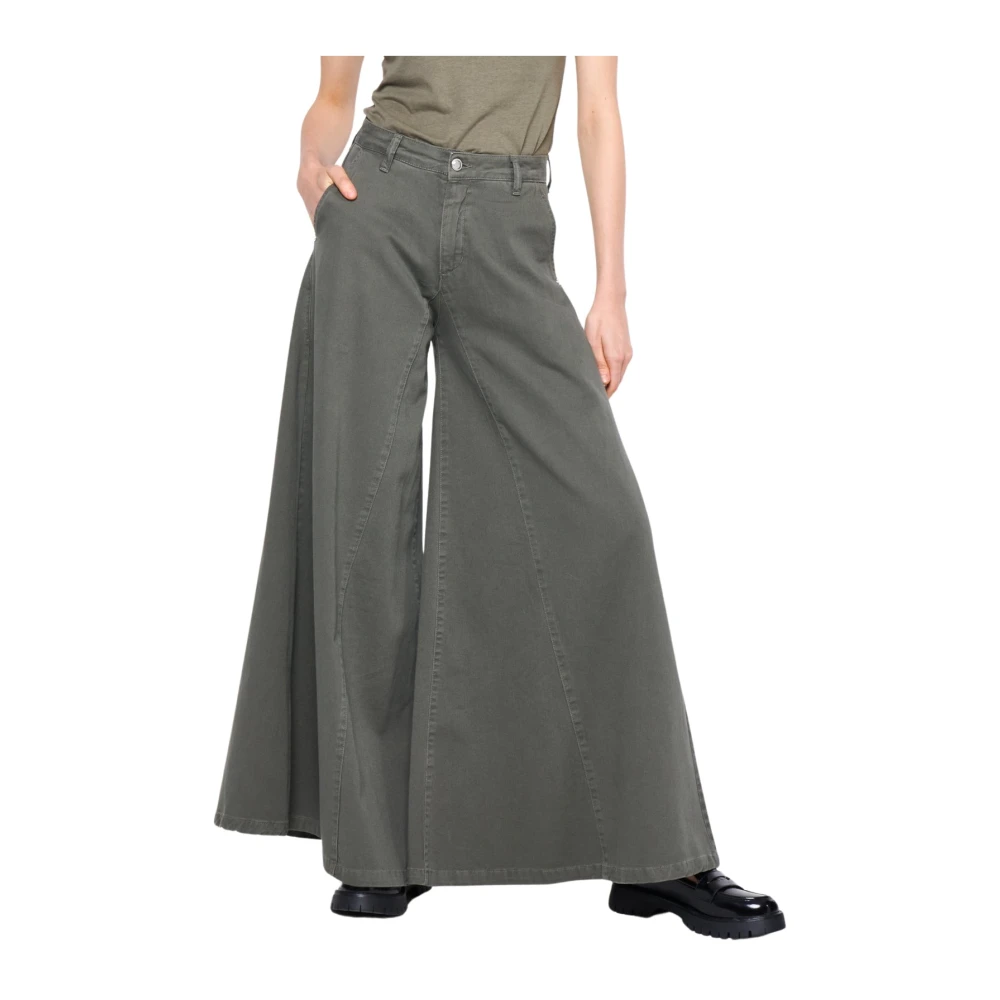 Silvian Heach Wijde Jeans met Riemlussen Green Dames