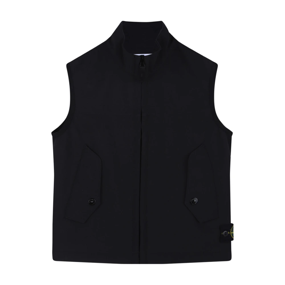 Stone Island Black Kids Gilet With Logo Patch - Male - Waistcoats - 10 Y - Kids