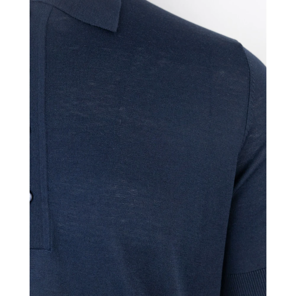 Paolo Pecora Blauw Poloshirt Geribbelde Kraag Blue Heren