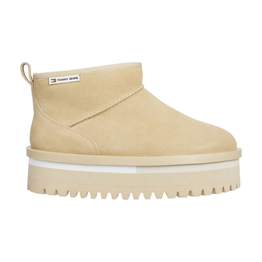 Tommy Jeans Women's Beige Winter Boots, 4 Uk, Flatform Ankle Boots For
