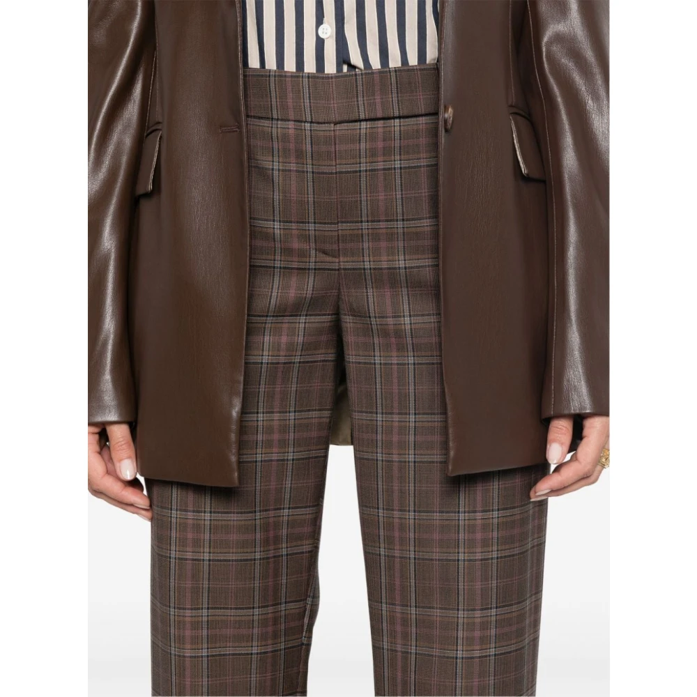 Stella Mccartney Bruine Wollen Geruite Broek Brown Dames