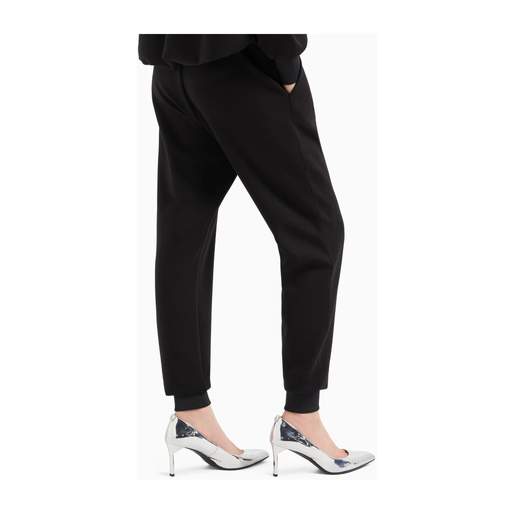 Emporio Armani Zwarte Strass Logo Sweatpants Black Dames