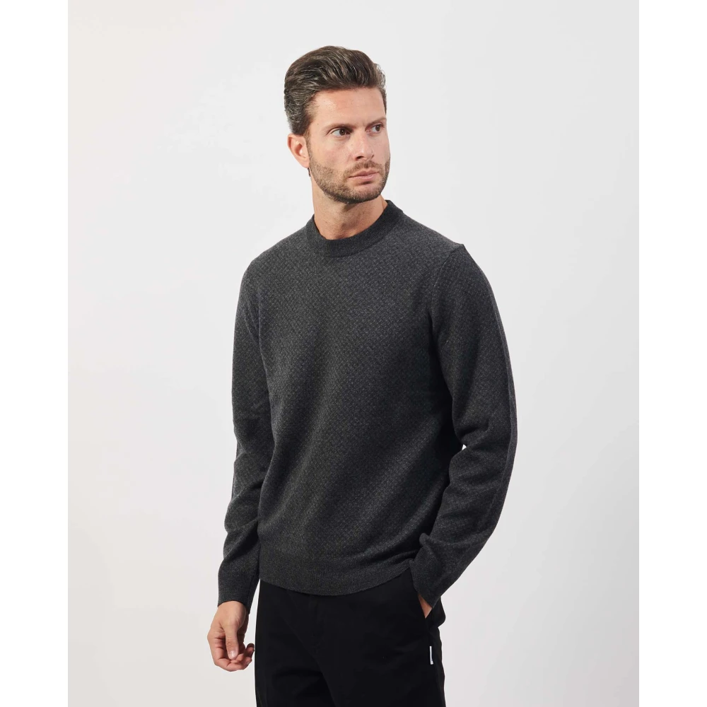 Hugo Boss Zwarte Jacquard Trui Regular Fit Black Heren
