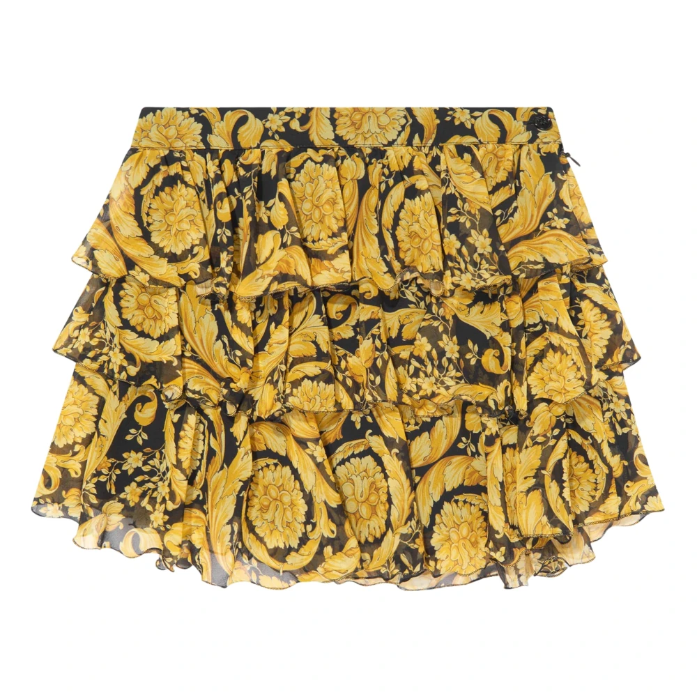 Versace Girls Yellow Kids Skirts, 4 Y, Barocco Ruffle Skirt