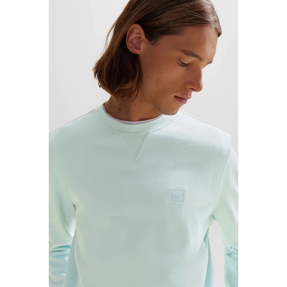 Hugo Boss Relaxed-fit sweatshirt met logopatch Blue Heren