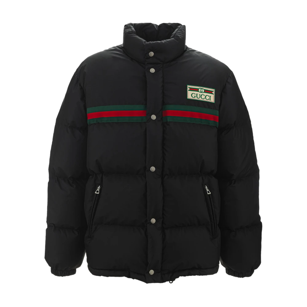 Gucci Gewatteerde waterafstotende jas met logo Black Heren