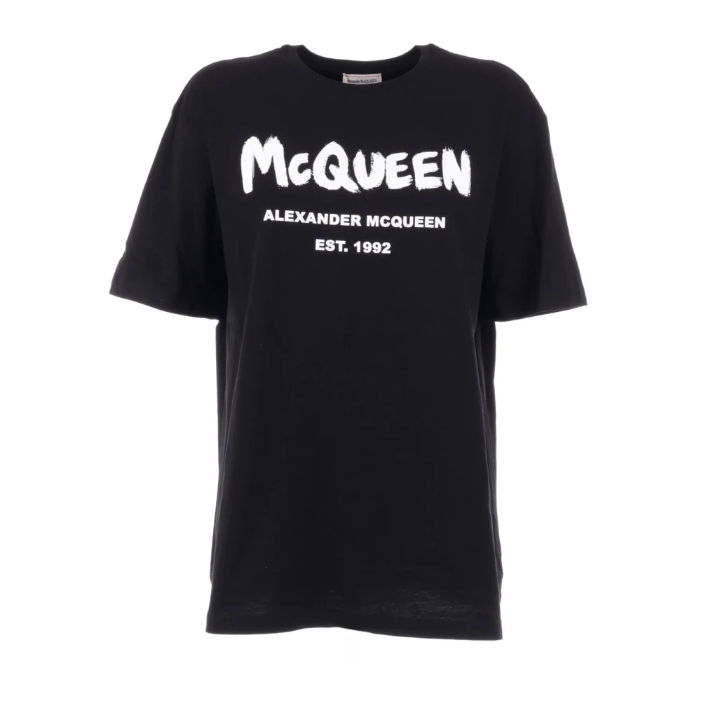 Alexander mcqueen Zwart Oversized Katoenen T-Shirt voor Dames Black Dames