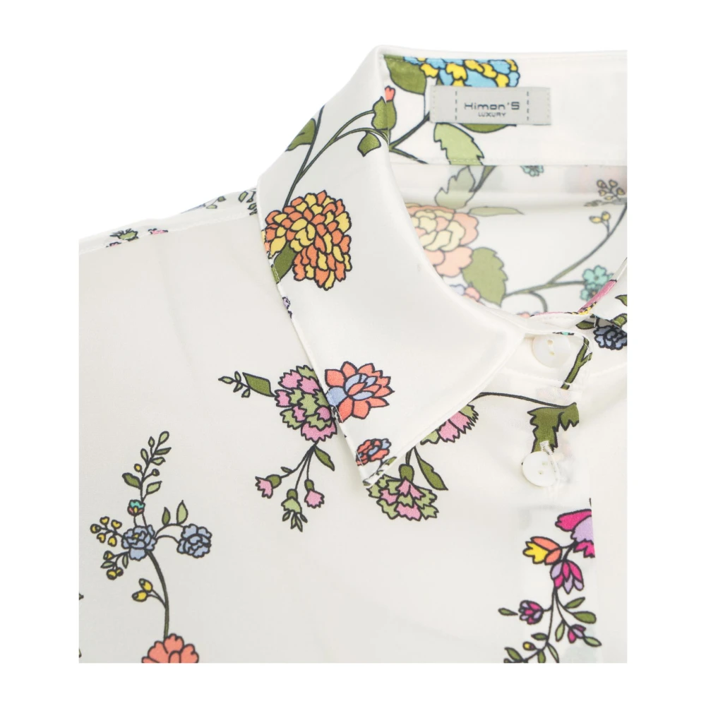 Himon's Witte Bloes Bloemen Elegant Stijl Multicolor Dames