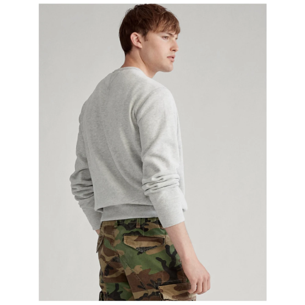 Polo Ralph Lauren Fleece Sweatshirt met V-Inzetstuk en Geborduurde Polo Player Gray Heren