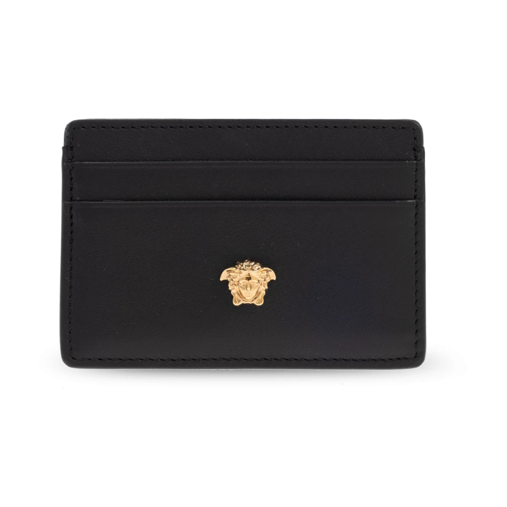 Versace Men's Black Wallets & Cardholders, One Size, Leather Card Holder