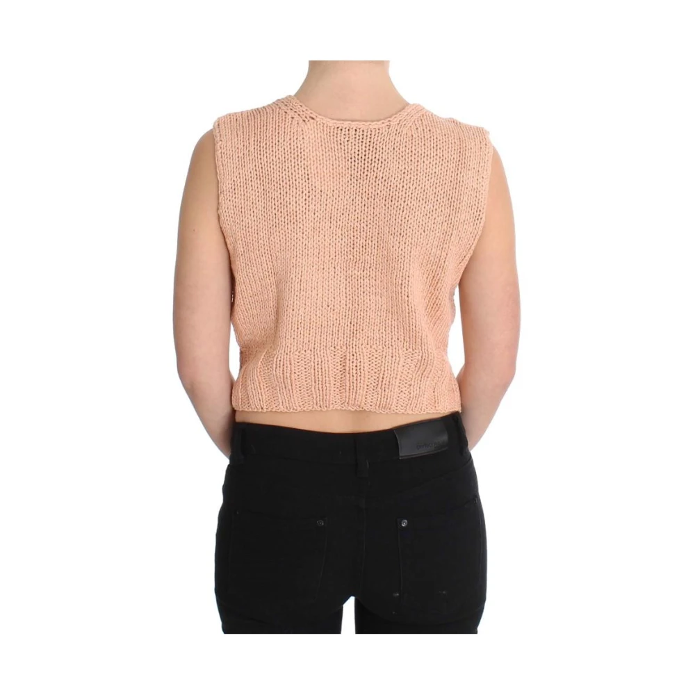 Pink Memories Roze Gebreide Mouwloze Trui Pink Dames