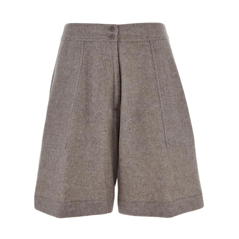 Gentryportofino Melange Virgin Wool Shorts Beige Dames