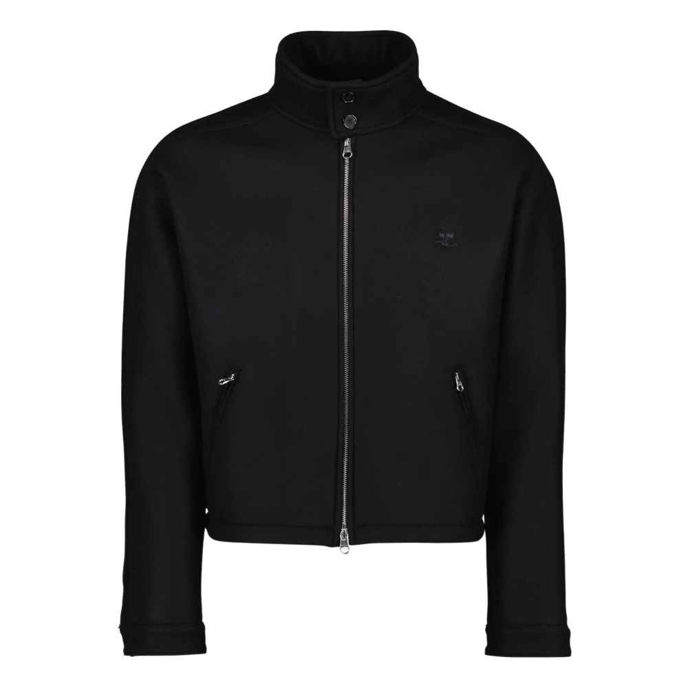 Courrèges Wollen Bomberjack Unisex Zwart Black Unisex