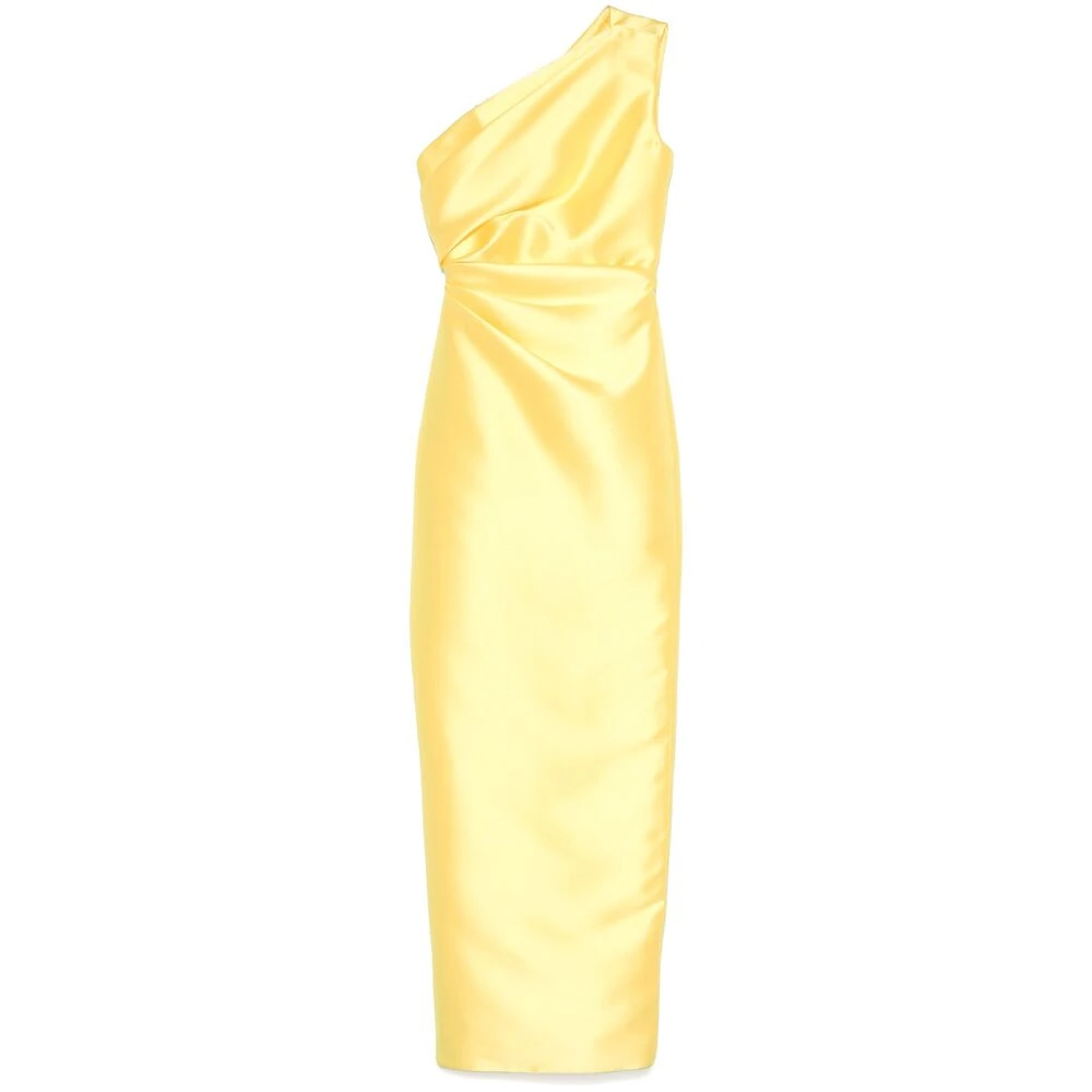 Solace London Gele One-Shoulder Maxi Jurk Yellow Dames