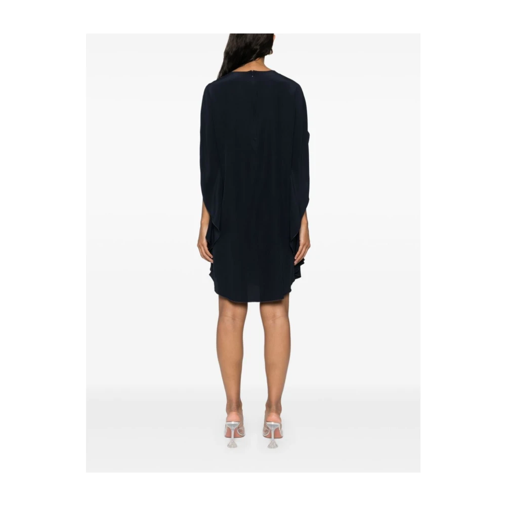 Gianluca Capannolo Navy Blue Zijden Jurk Ronde Hals Blue Dames