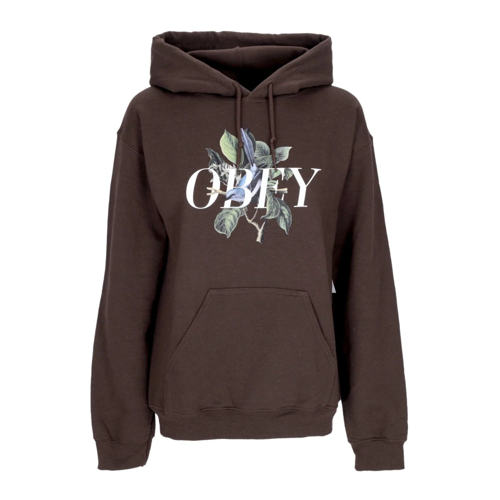 Obey Vogel Old School Hoodie Pullover Brown Dames