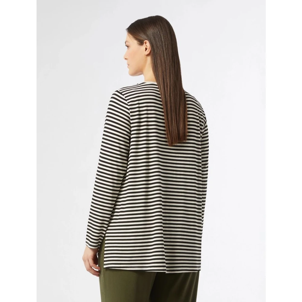 Marina Rinaldi Witte Sweater met Ribgebreide Afwerking White Dames