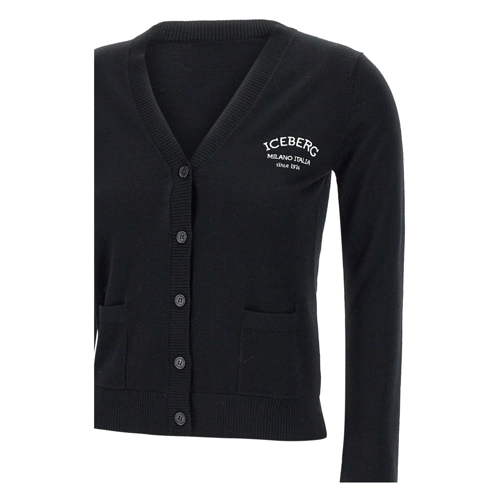 Iceberg Zwarte Wollen Vest met V-Hals Black Dames