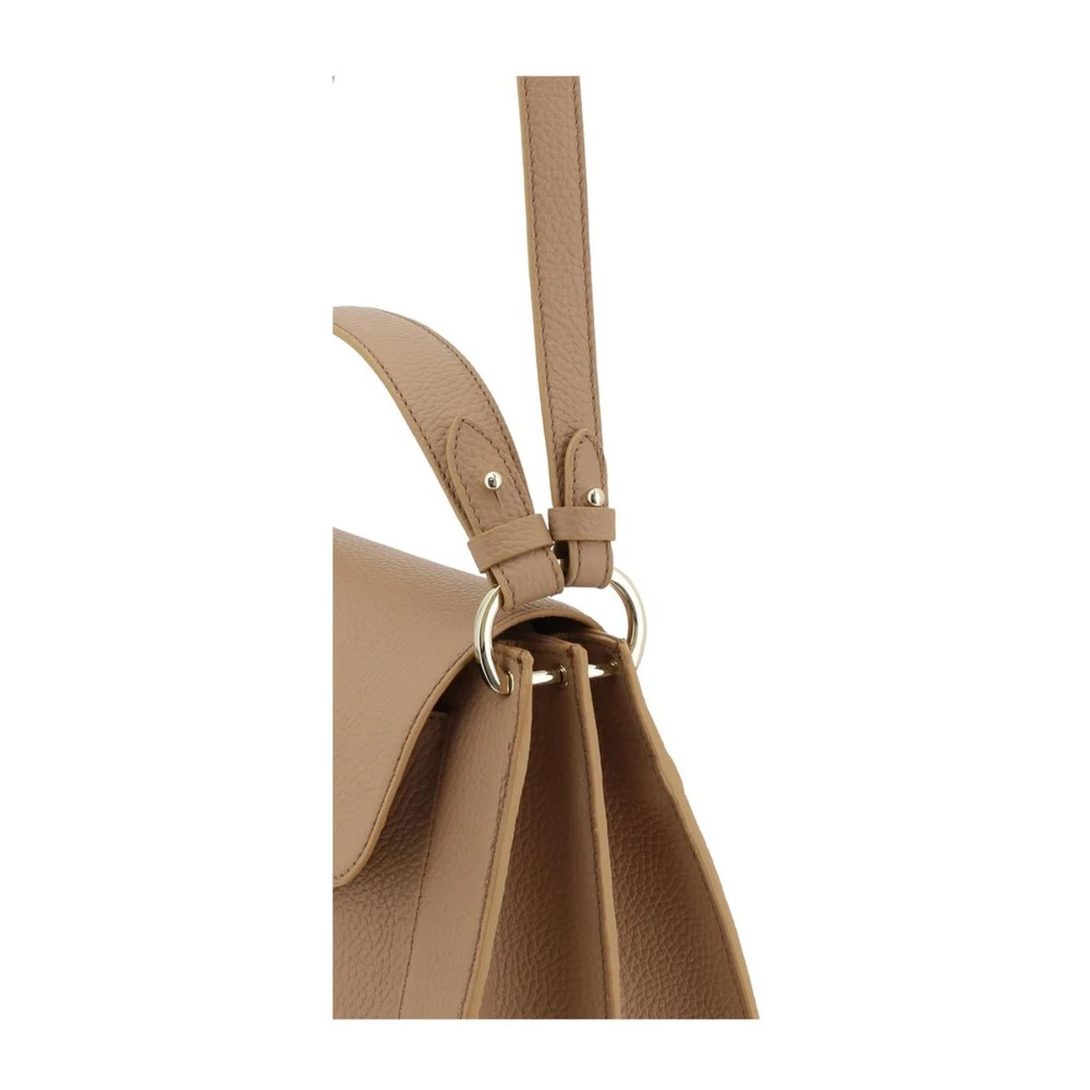 Coccinelle Schoudertas van generfd leer met magnetische klep Beige Dames