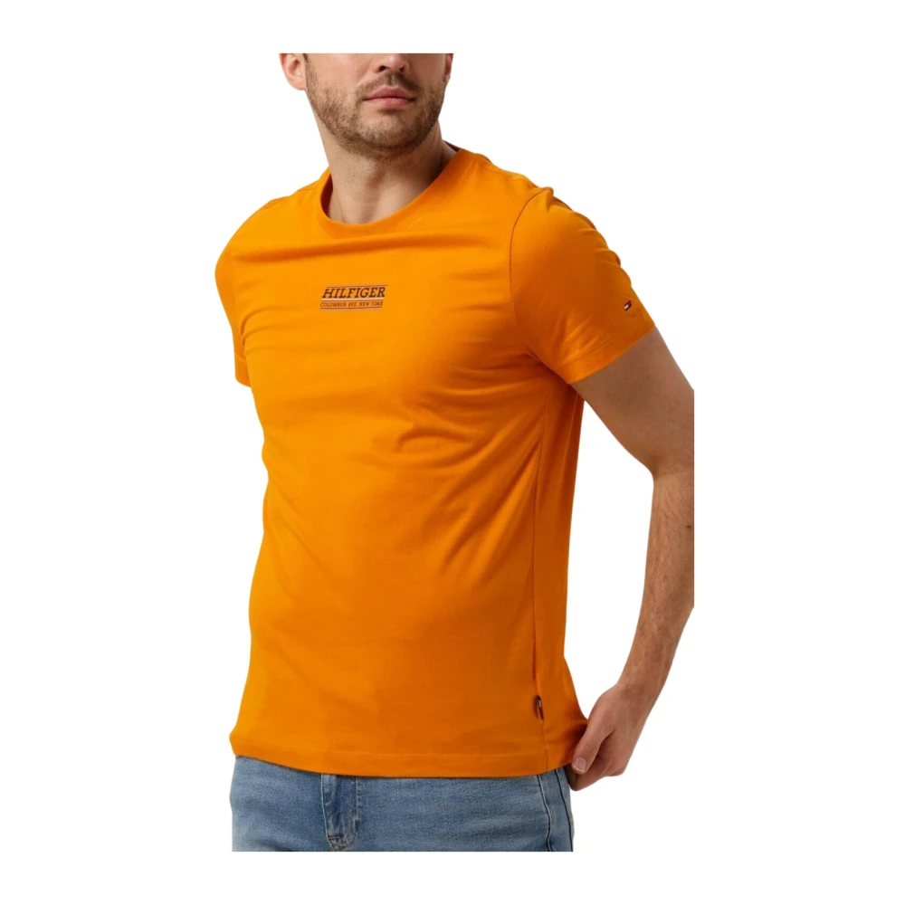 TOMMY HILFIGER Heren Polo's & T-shirts Small Hilfiger Tee Oranje