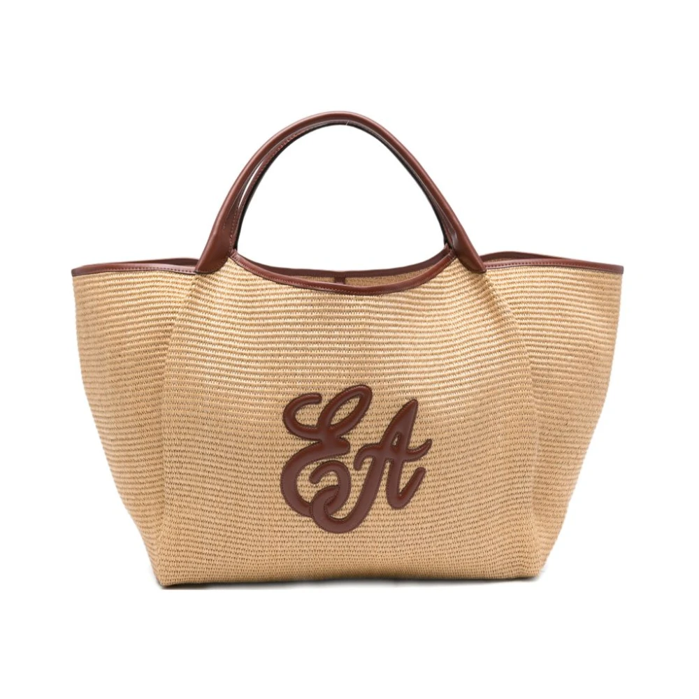 Emporio Armani Women's Brown Large Straw Tote Bag