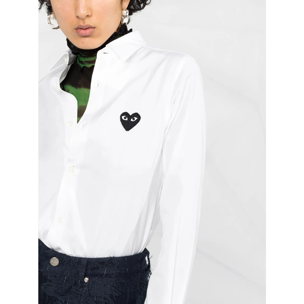 Comme des Garçons Play Wit Logo Longsleeve Shirt White Dames