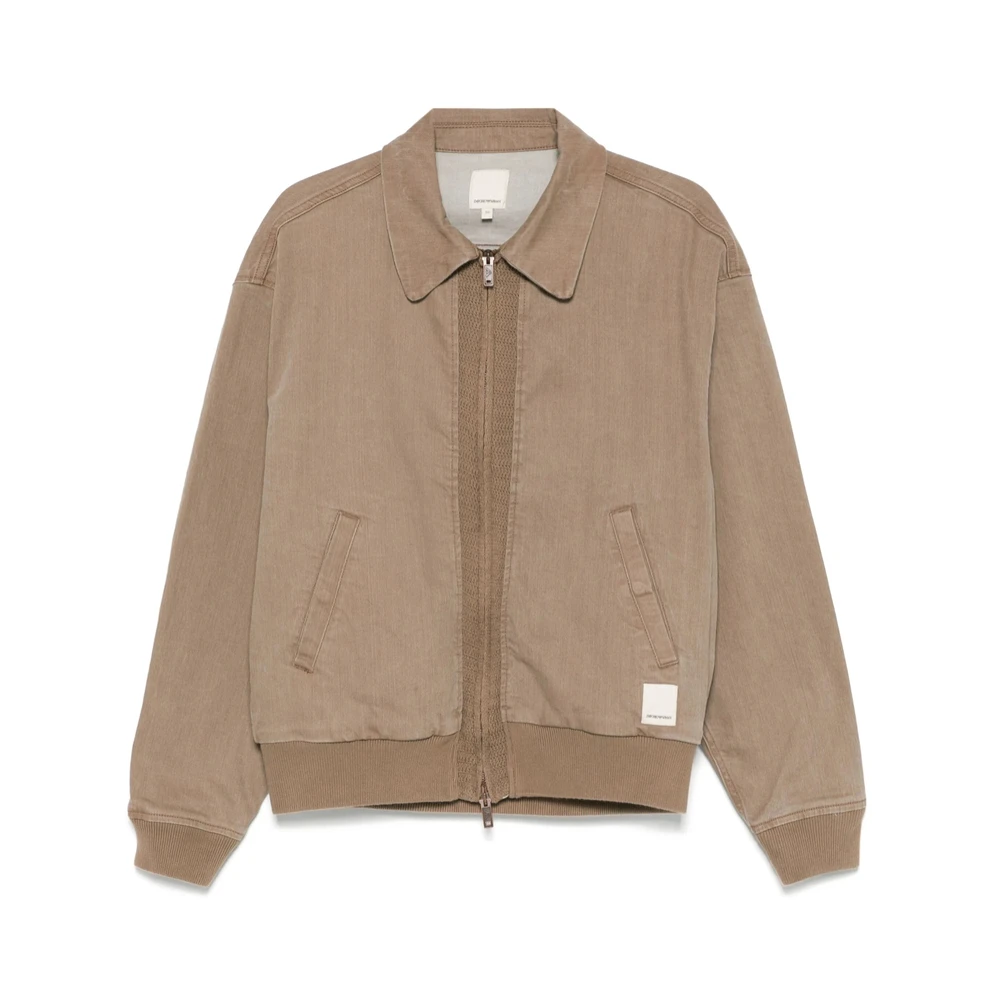 Emporio Armani Bruine Jas met Rits en Logopatch Brown Heren