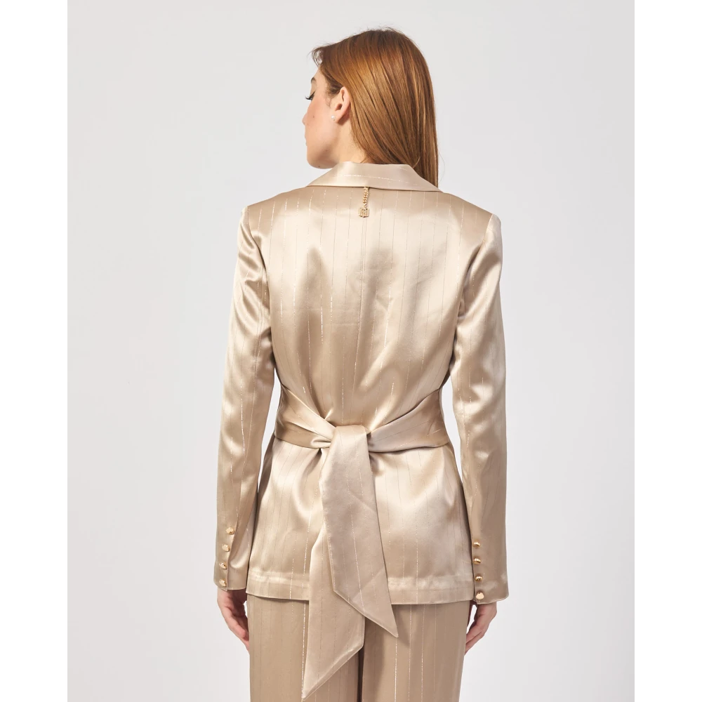 Fracomina Gouden double-breasted blazer met strass Yellow Dames