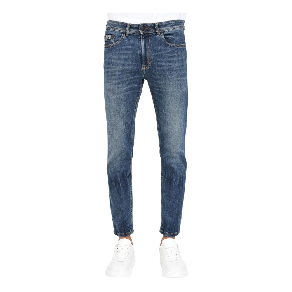 Versace Jeans Couture Blauwe Skinny Jeans V-Embleem Casual Blue Heren