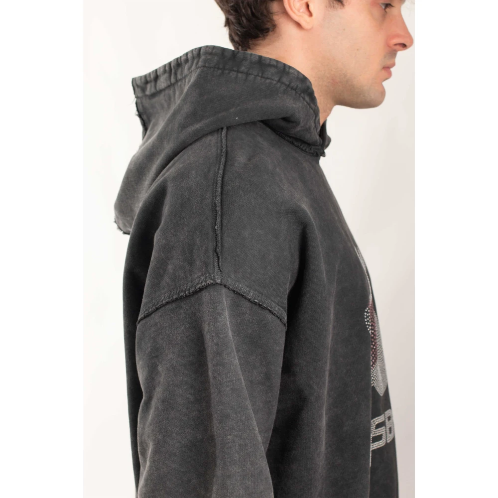 Misbhv Strass Hoodie in Gewassen Zwart Black Heren
