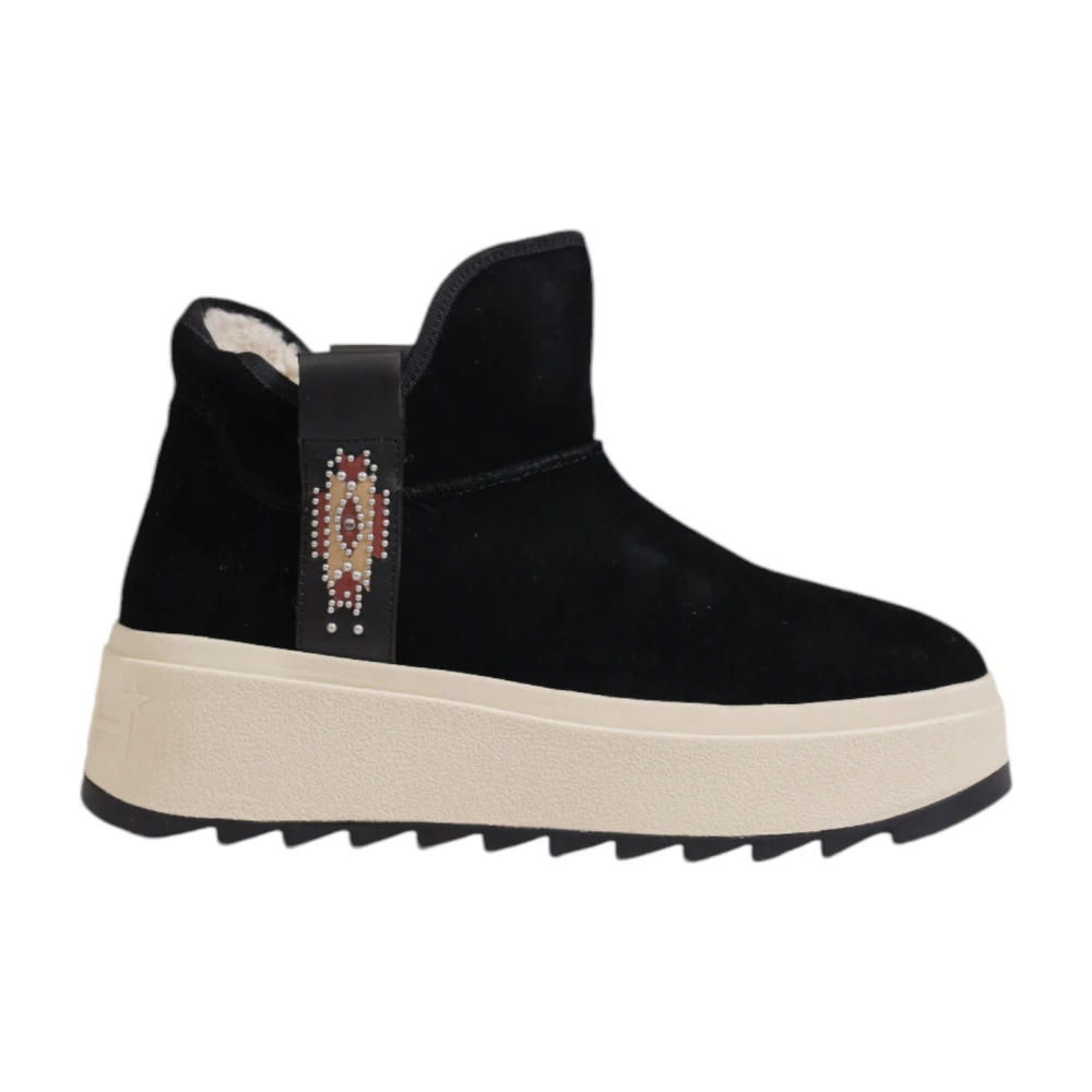 Ash , Winter Boots, Female, Black, 8 Uk, Black Leather Platform Ankle Boots