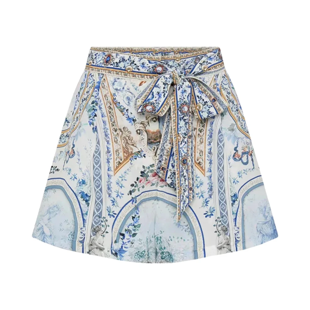 Camilla Bloemige high-waisted zijden shorts Multicolor Dames