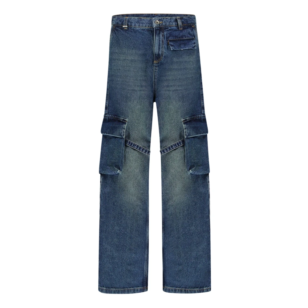 Flâneur Mannelijk Blauw Jeans Heren, L, Katoen, Cargo Broek Met Telefoonzak