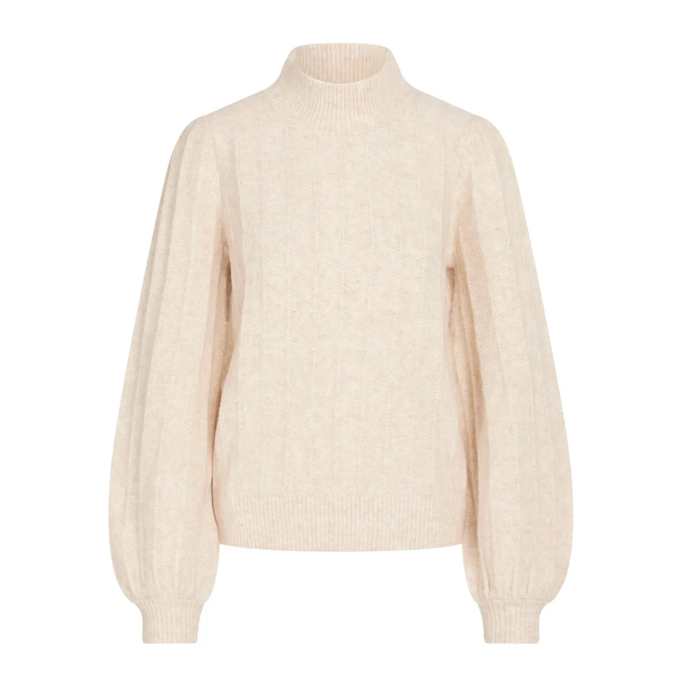 RUE de Femme Elegante Gebreide Trui met Ballonmouwen White Dames