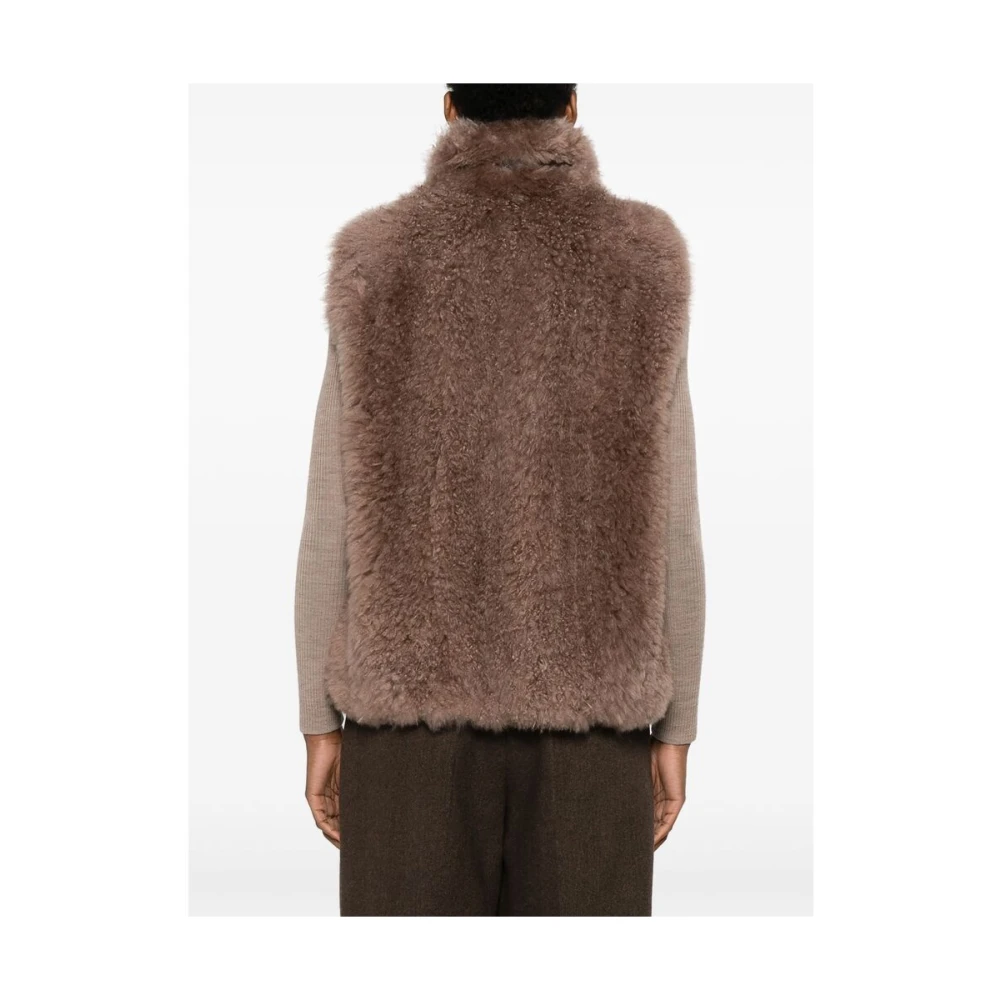 BRUNELLO CUCINELLI Shearling Gewatteerde Ritsvest Brown Dames