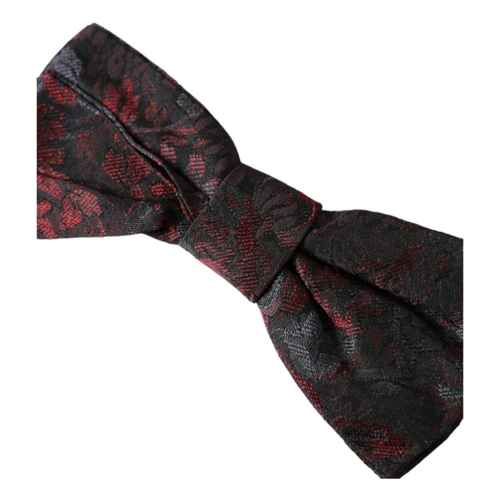 Dolce & Gabbana Rood Zwart Bloemen Verstelbare Nek Heren Vlinderdas Black Heren