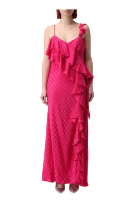 Fuchsia Ruffled Maxi Klänning