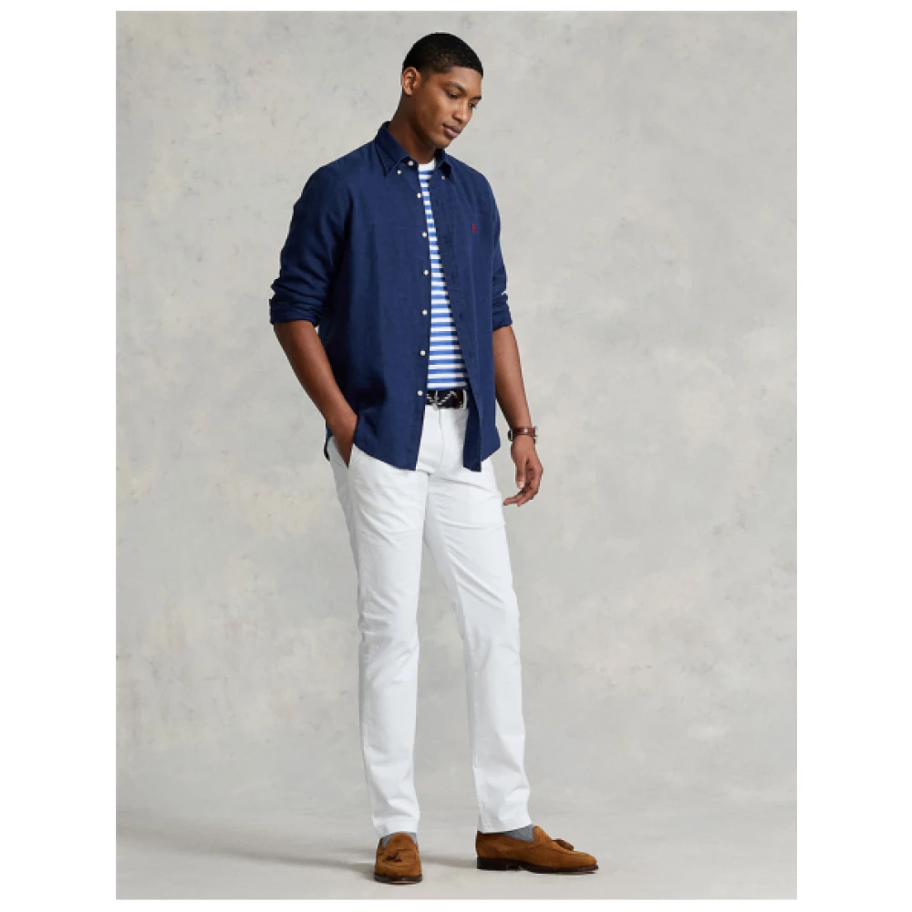 Polo Ralph Lauren Slim Fit Linnen Overhemd Blue Heren