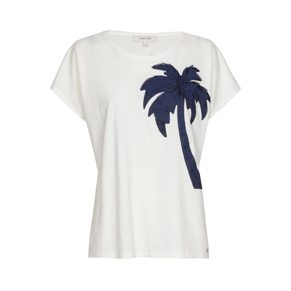 Marie Méro Witte Palmboom Geborduurd T-Shirt White Dames
