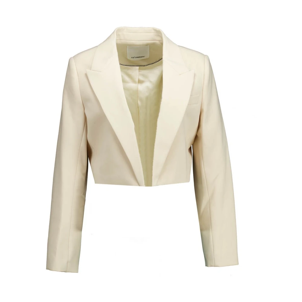 Co'Couture Elegante Offwhite Crop Blazer voor Dames Beige Dames