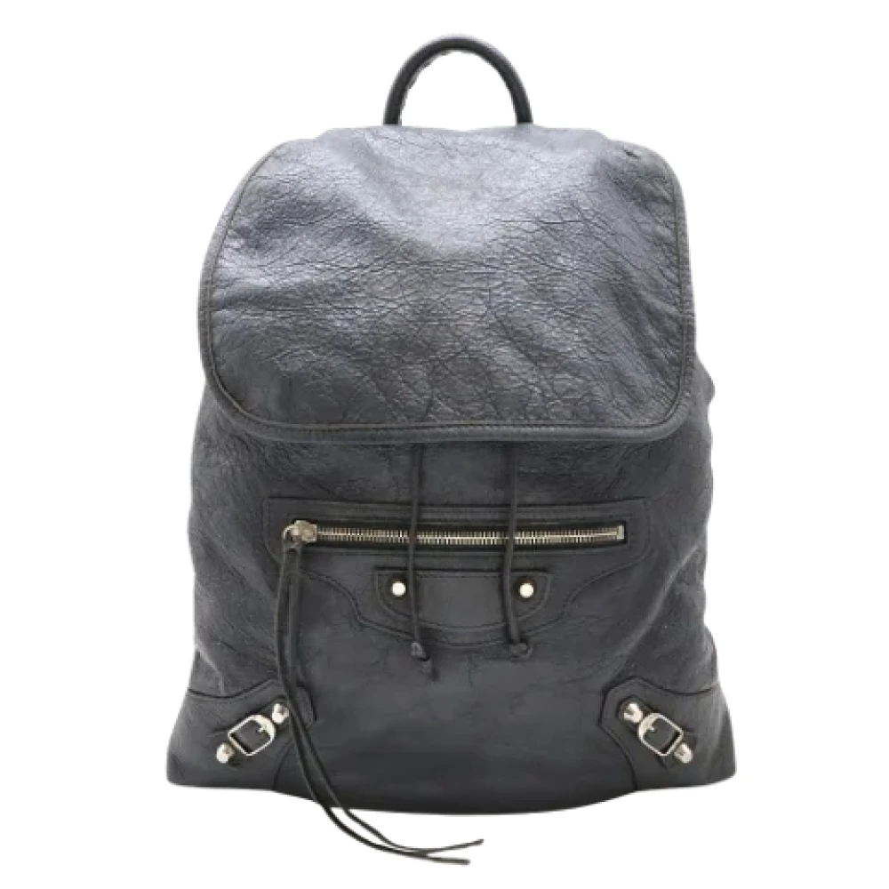 Balenciaga Vintage Pre-owned Leather backpacks Gray Heren