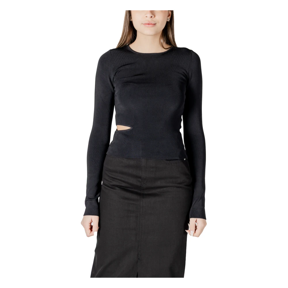 Calvin Klein Jeans Women's Black Round-Neck Knitwear,, Round Neck Knitwear Extra Small