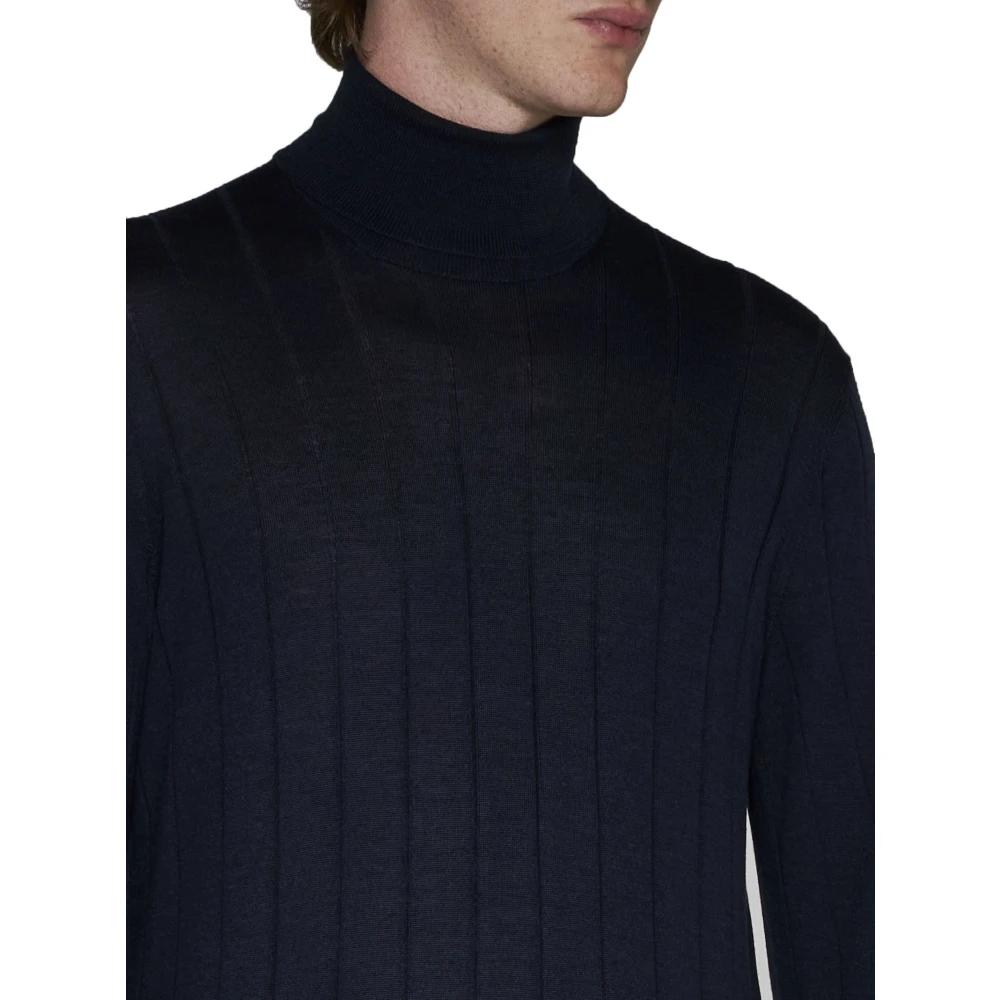 D4.0 Midnight Blue Roll-Neck Sweater Blue Heren