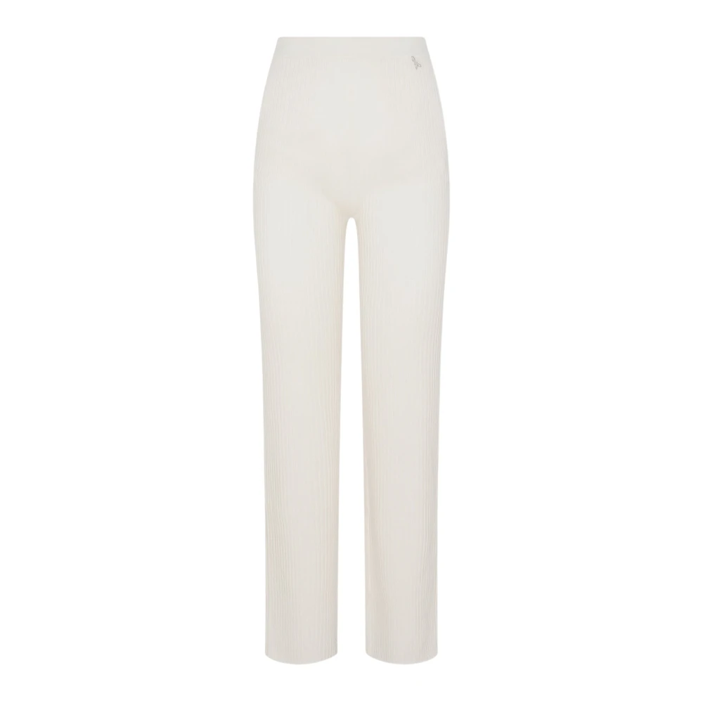 PATRIZIA PEPE Geribbelde Witte Broek Slim Fit White Dames