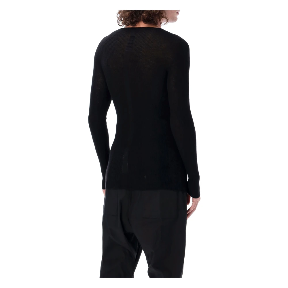 Rick Owens Geribbelde Top met Ronde Hals Black Heren