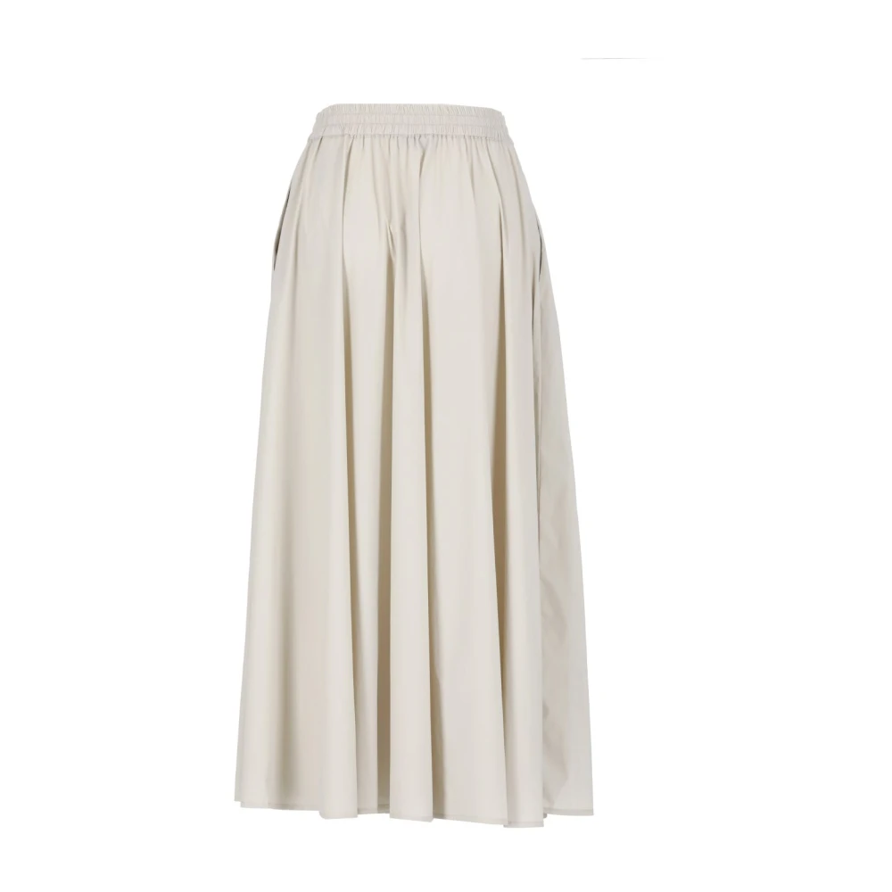 Herno Lange Beige Rok Elastische Taille Beige Dames