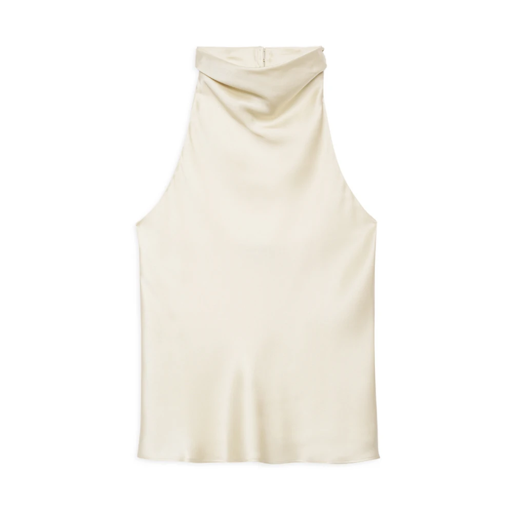 Anine Bing Silke Halterneck Draperad Topp Kräm Beige, Dam