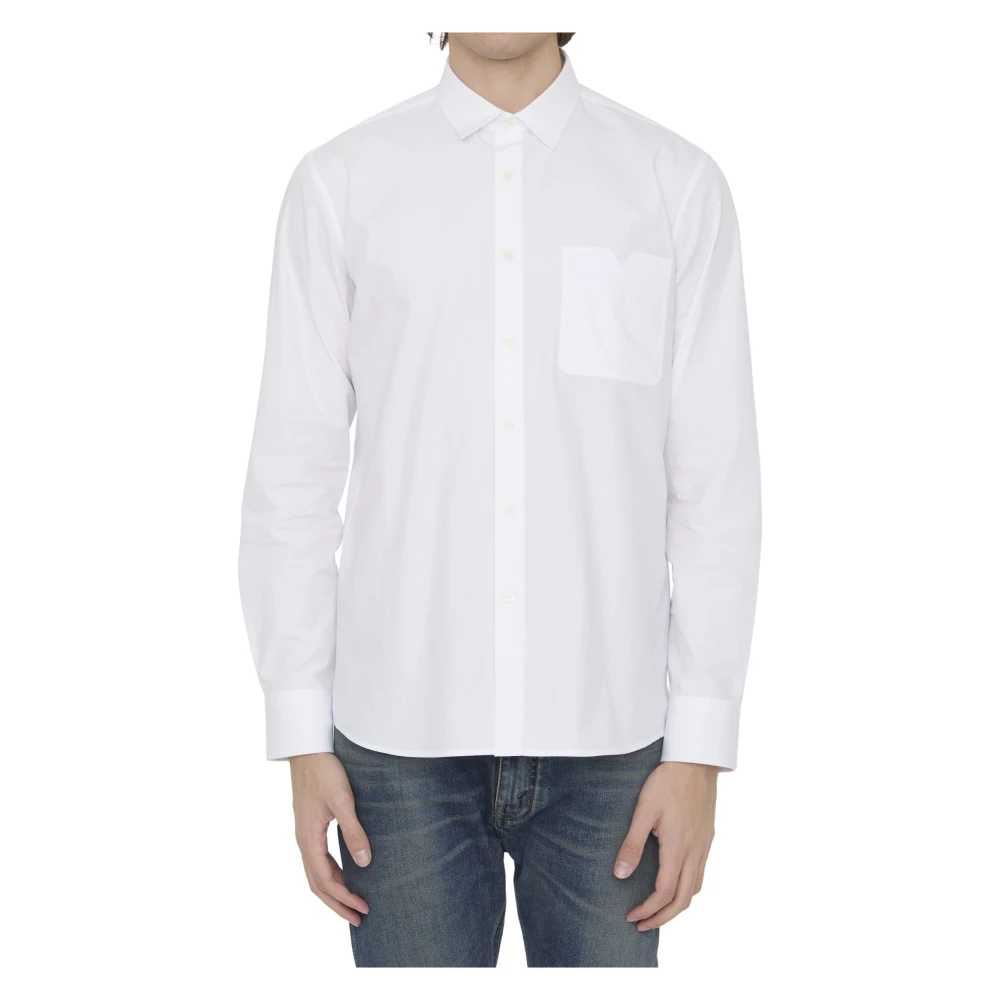 Valentino Garavani Witte Katoenen Overhemd met V-Vormig Detail White Heren