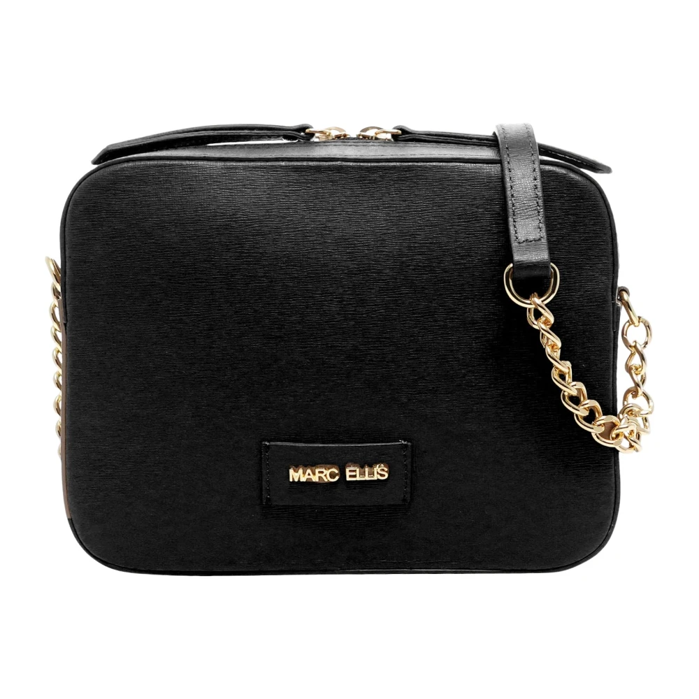 Marc Ellis Zwarte Schoudertas met Voorlogo Black Dames