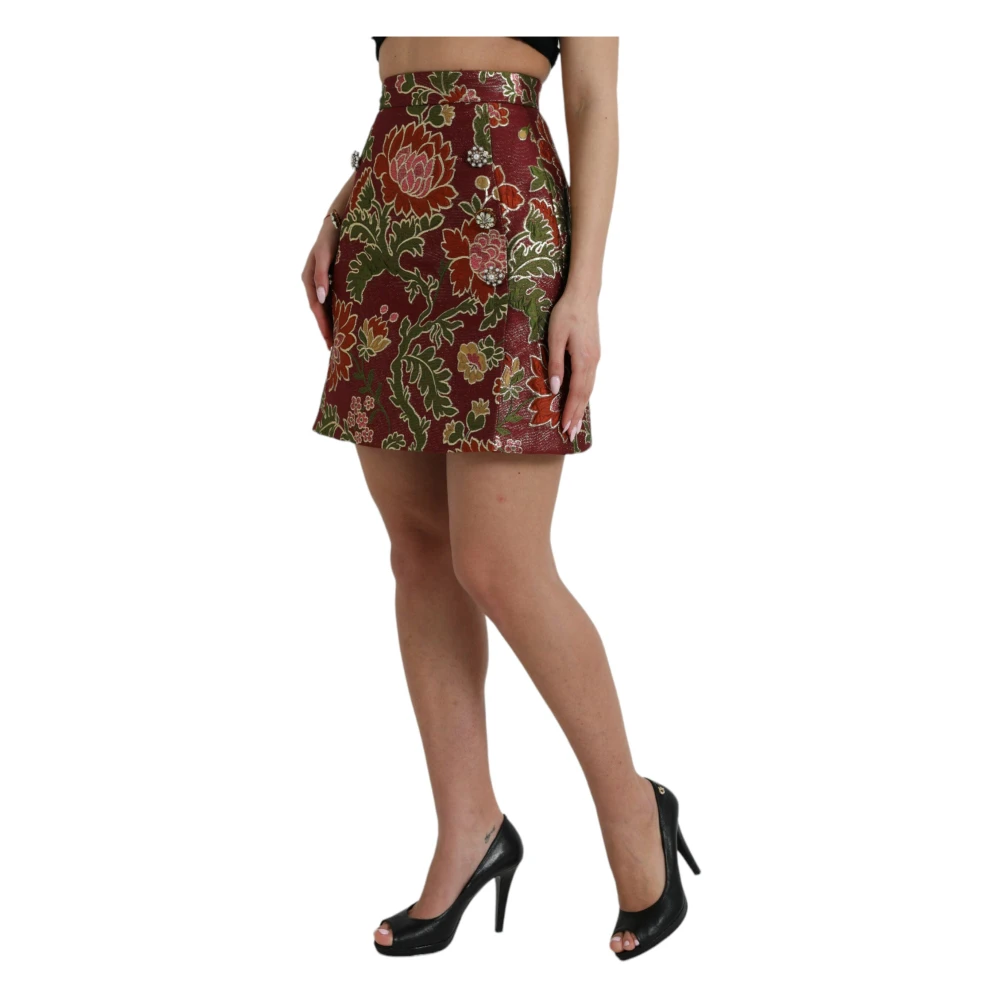 Dolce & Gabbana Bloemige Jacquard Minirok in kastanjebruin Multicolor Dames